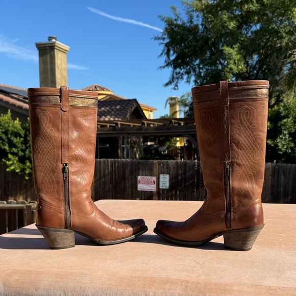Ariat Tan Leather Heeled Boots - Picture 6 of 8